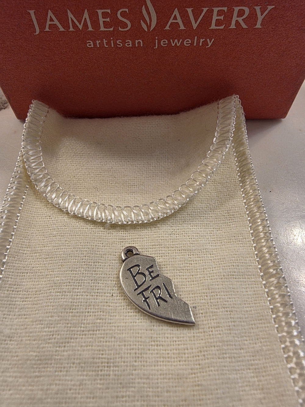 James Avery Silver Half-Heart 'Be Fri' Charm Pendant